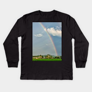 Rainbow over Ricefields, Philippines Kids Long Sleeve T-Shirt